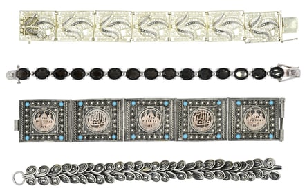 Group of Four Sterling Silver Bracelets