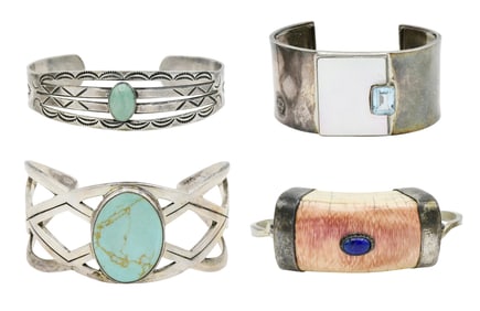 Group of Four Sterling Silver Bracelets