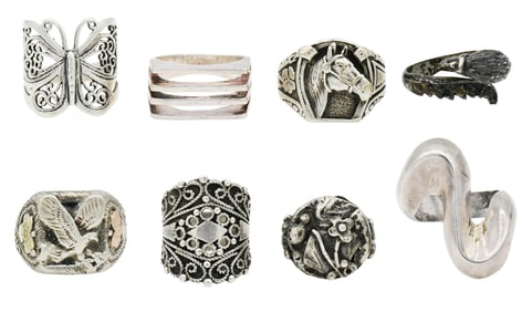 Group of Sterling Silver Rings