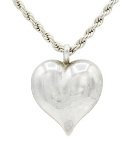 Tiffany & Co. Sterling Silver Chain With Sterling Silver Heart Pendant