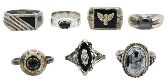 Group of Sterling Silver Rings