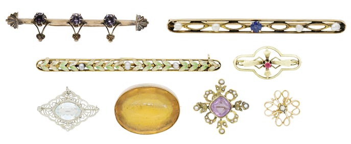 Group of 10K Yellow Gold Brooches