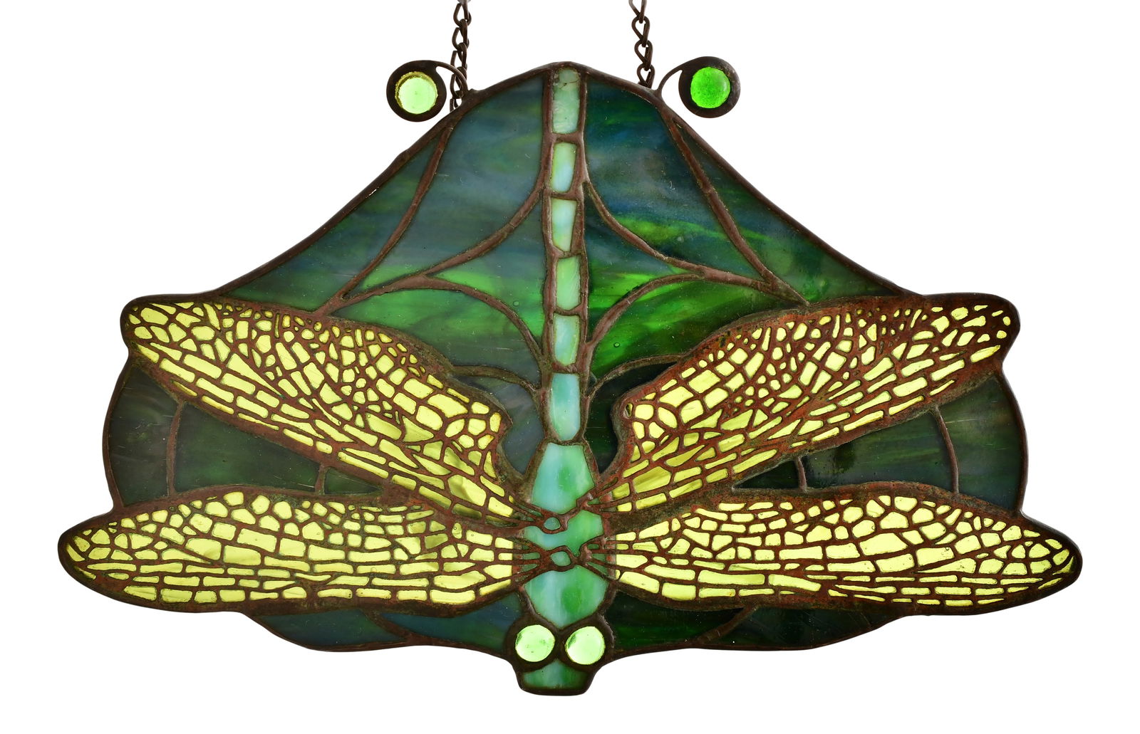 Tiffany Studios "Dragonfly" Lamp Screen: Tiffany Studios"Dragonfly" Lamp Screencirca 1910leaded glass, patinated bronze6 1/2 x 10 inchesProvenance: Important Private CollectionOther Notes: Fontaine's Auction Gallery can arrange shipping
