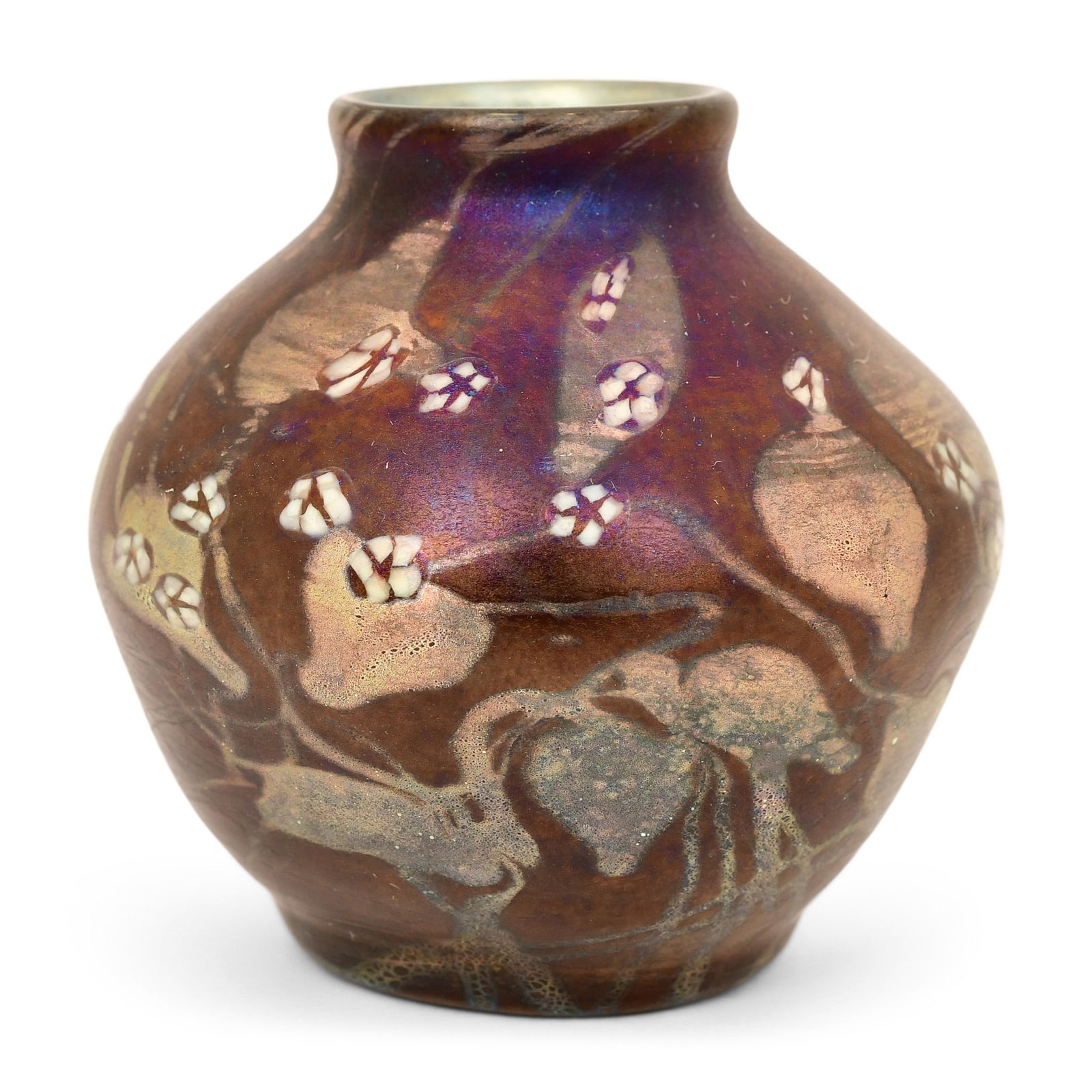Tiffany Studios "Millefiori" Vase, Special Order: Tiffany Studios"Millefiori" Vase, Special Ordercirca 1903favrile glassengraved "L.C.T. / o9616"2 1/2 x 2 1/2 inchesProvenance: Lillian Nassau, New YorkAcquired from the above by the present