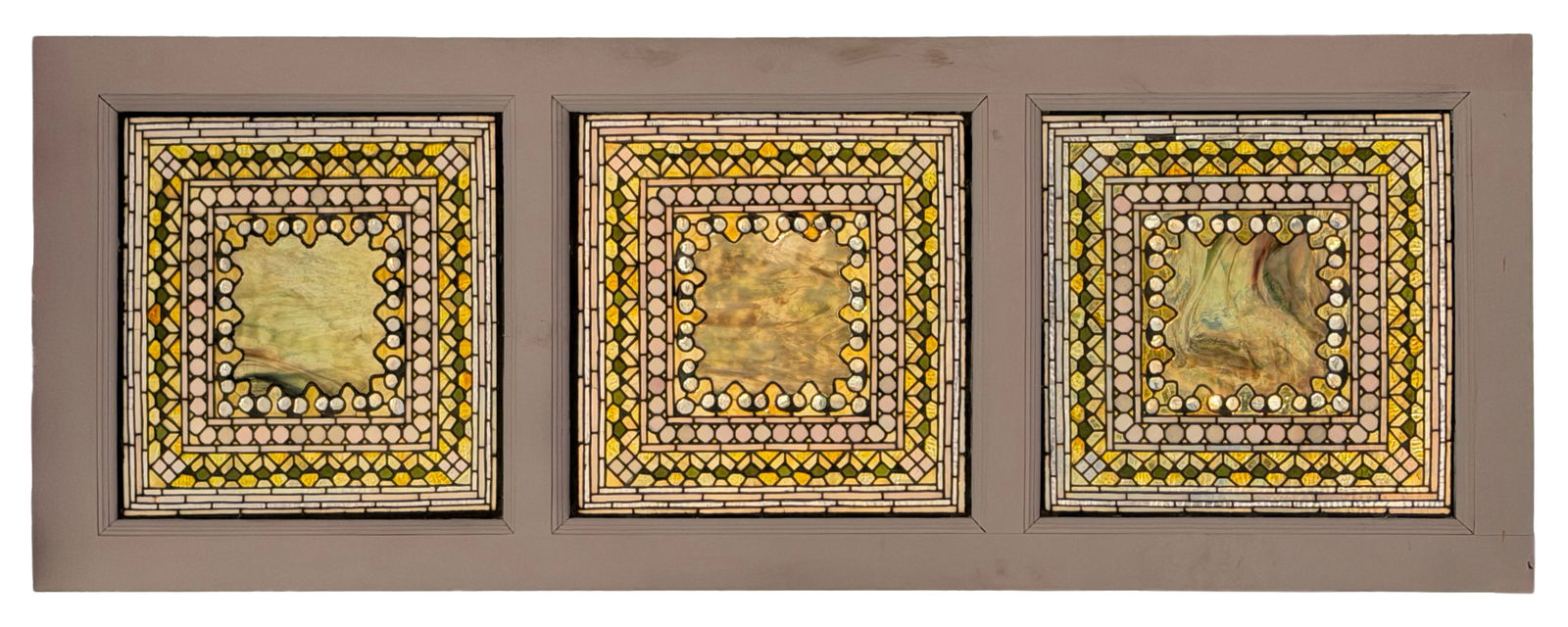 Louis Comfort Tiffany Leaded Glass Window from the H.O. Havemeyer House, New York: Louis Comfort Tiffany (1848-1933) Executed by Tiffany Glass & Decorating Company Window from the H.O. Havemeyer House, New York circa 1890-1892 leaded glass, hand-faceted favrile glass jewels,