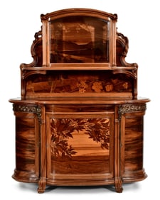 Émile Gallé (1846-1904), Art Nouveau Marquetry Vitrine