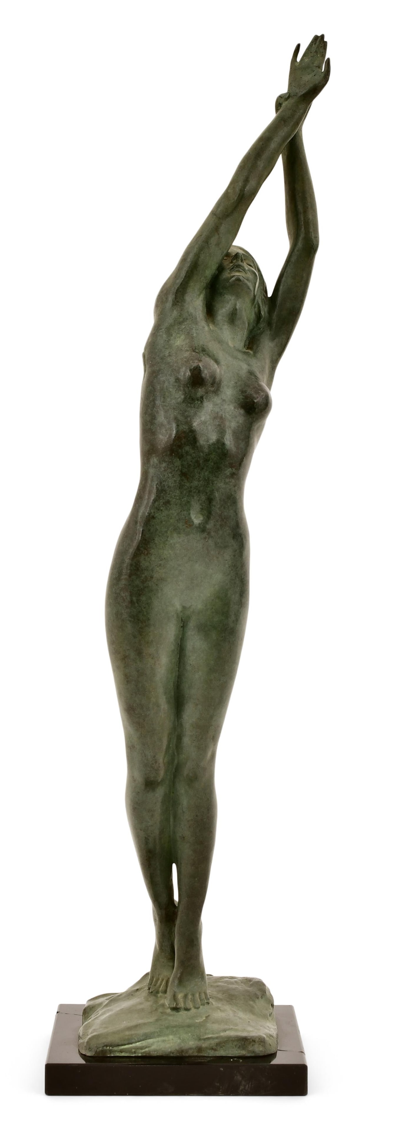 Harriet Whitney Frishmuth (American, 1880-1980), "Extase": Harriet Whitney Frishmuth(American, 1880-1980)"Extase"patinated bronze sculpturemarked "Harriet W. Frishmuth Sc. / Roman Bronze Works. Inc. N.Y."20 x 4 3/4 x 4 3/4 inchesProvenance: Private Collec