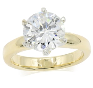 18K Yellow Gold, Platinum & 3.04 Carat Diamond Ring