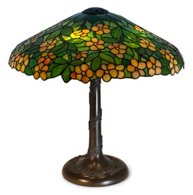 Suess Ornamental Glass Co. "Apple Blossom" Table Lamp
