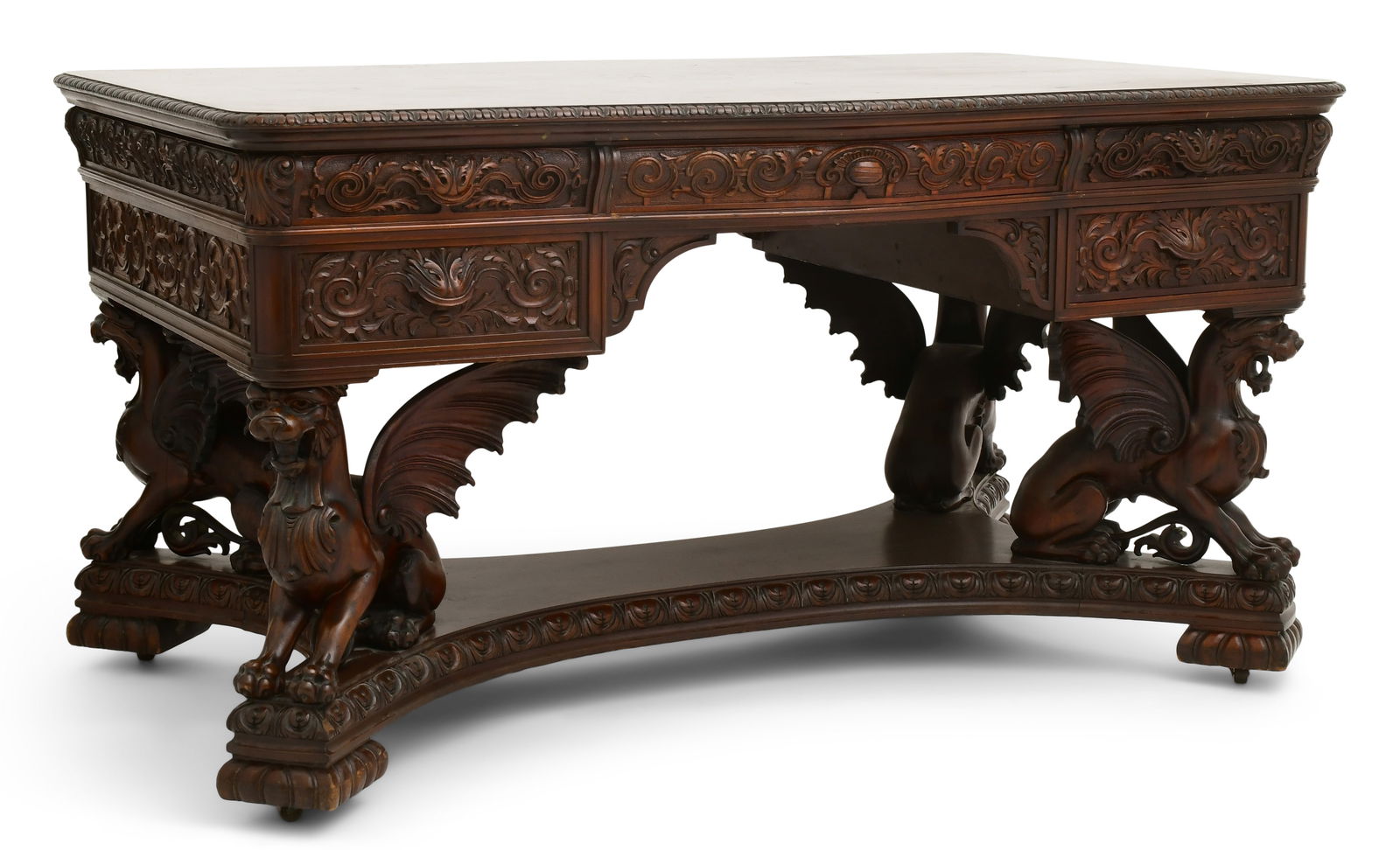 R.J. Horner & Co. Partner's Desk with Winged Griffins (1 of 6)