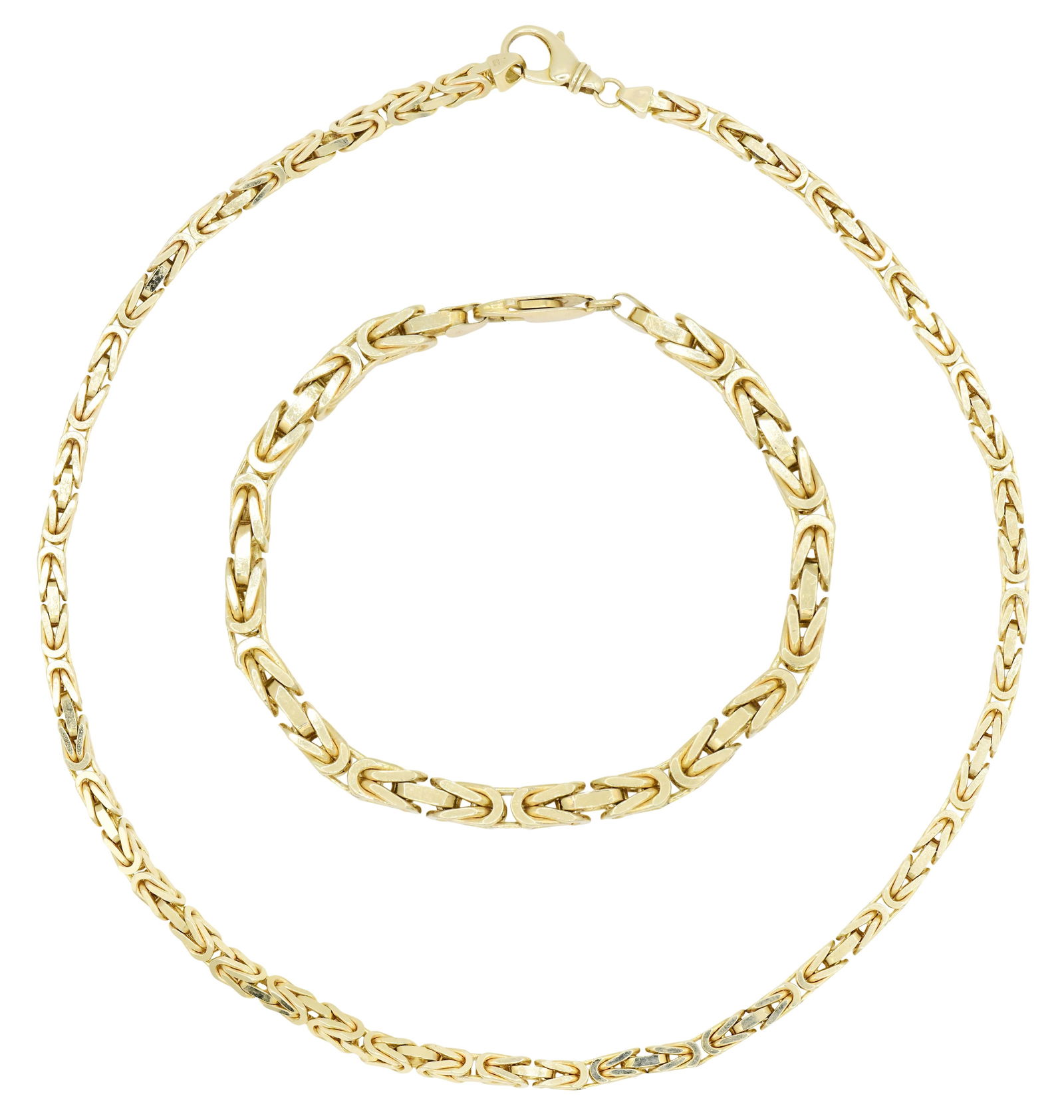 14K Yellow Gold Italian Necklace & Bracelet: 14K Yellow Gold Italian Necklace & Bracelet • 20 1/8 inches (necklace length) • 8 7/8 inches (bracelet length) • 75.4 dwt (total lot weight) Provenance: Private Collection, Rhode
