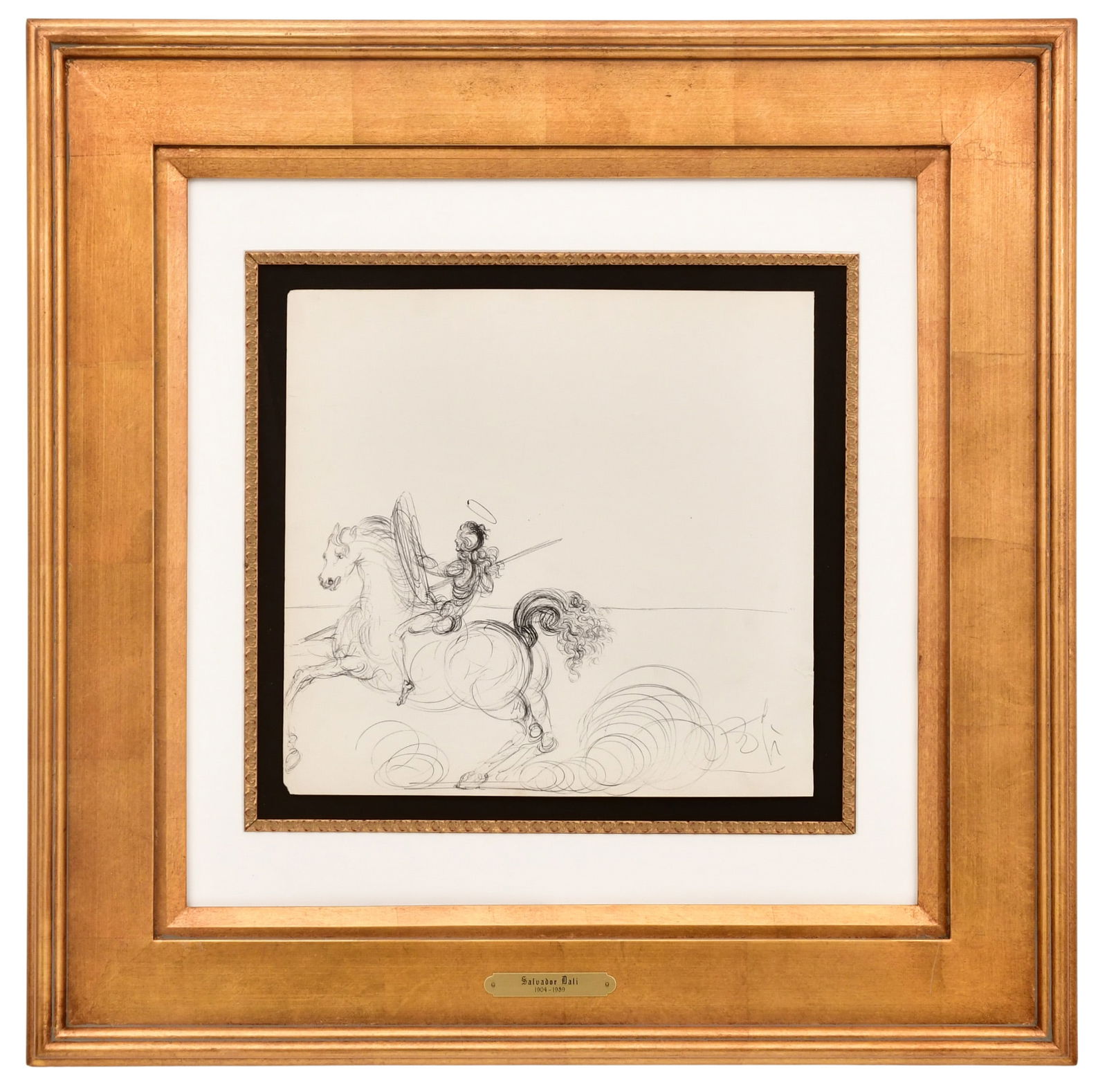 Salvador Dali (Spanish, 1904-1989), Horse & Rider: Salvador Dali (Spanish, 1904-1989) Horse & Rider pen and ink on paper signed "Dali" 13 1/2 x 14 inches (sight) 28 x 28 inches (frame) Provenance: Private Collection, New Jersey