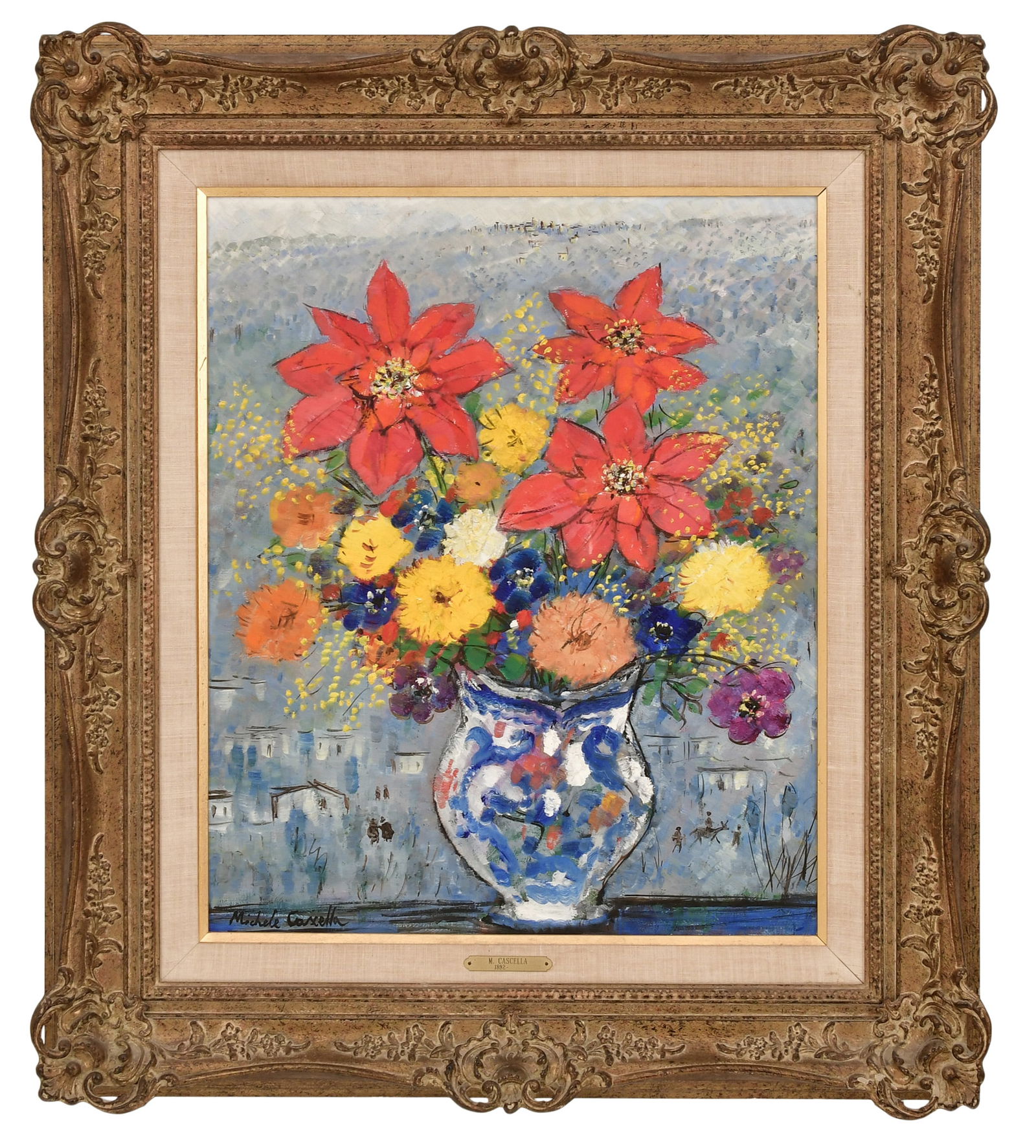 Michele Cascella (Italian, 1892-1989), Still Life with Flowers: Michele Cascella (Italian, 1892-1989) Still Life with Flowers oil on canvas signed "Michele Cascella" (lower left) 25 x 20 1/2 inches (sight) 36 x 32 inches (frame)