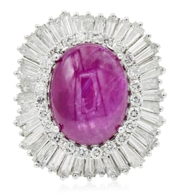 Platinum, Star Ruby & Diamond Ring and Pendant