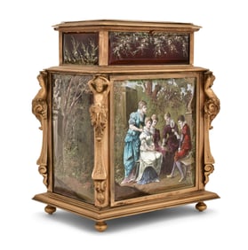 French Enamel & Gilt Bronze Jewelry Casket, LÈvy Coblentz, Limoges