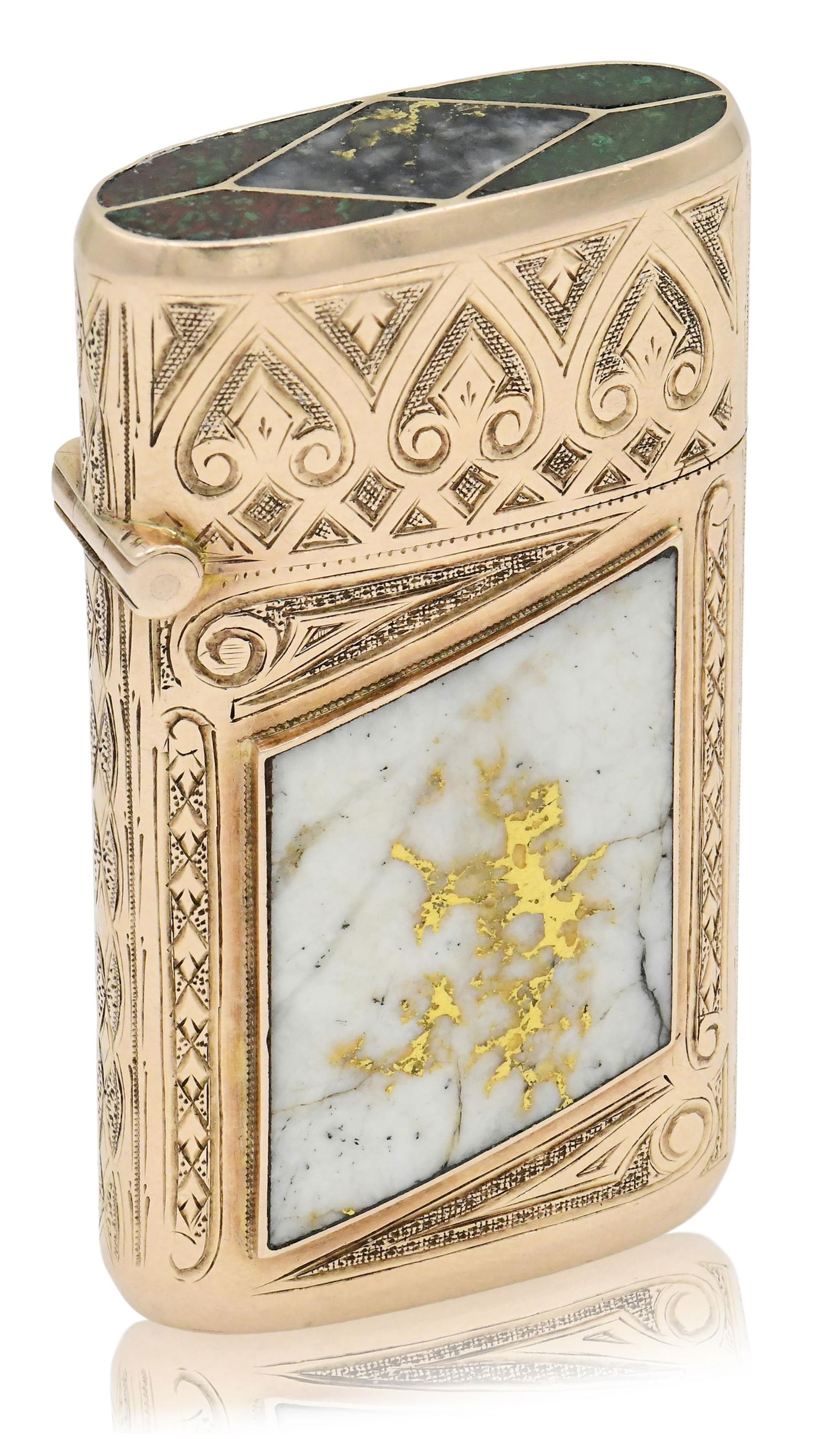 14K Yellow Gold & Gold Quartz Match Safe (1 of 4)