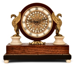 Edward F. Caldwell & Co. / H. Barbezat-Bole Gilt Bronze & Rosewood Table Clock