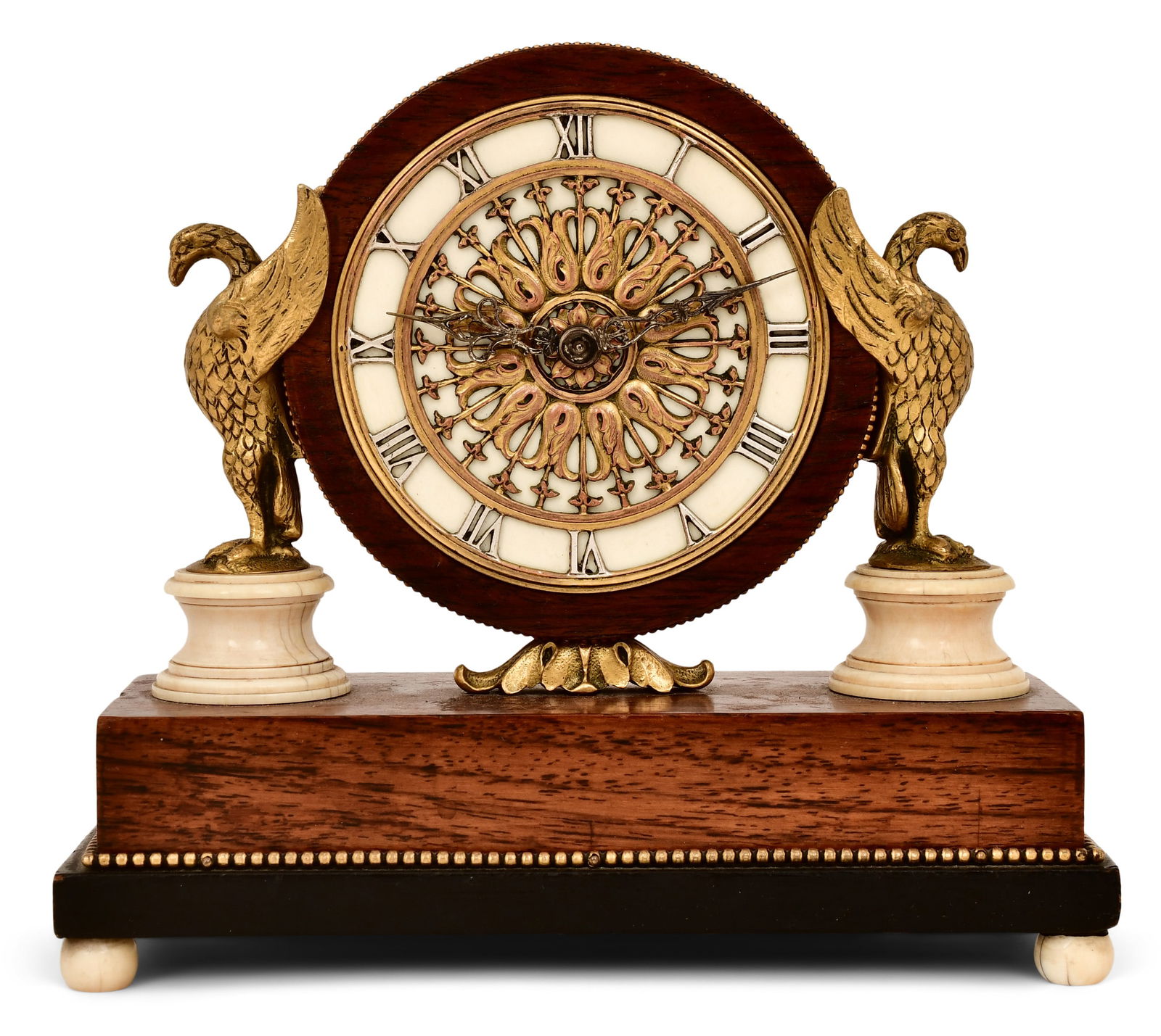 Edward F. Caldwell & Co. / H. Barbezat-Bole Gilt Bronze & Rosewood Table Clock (1 of 10)