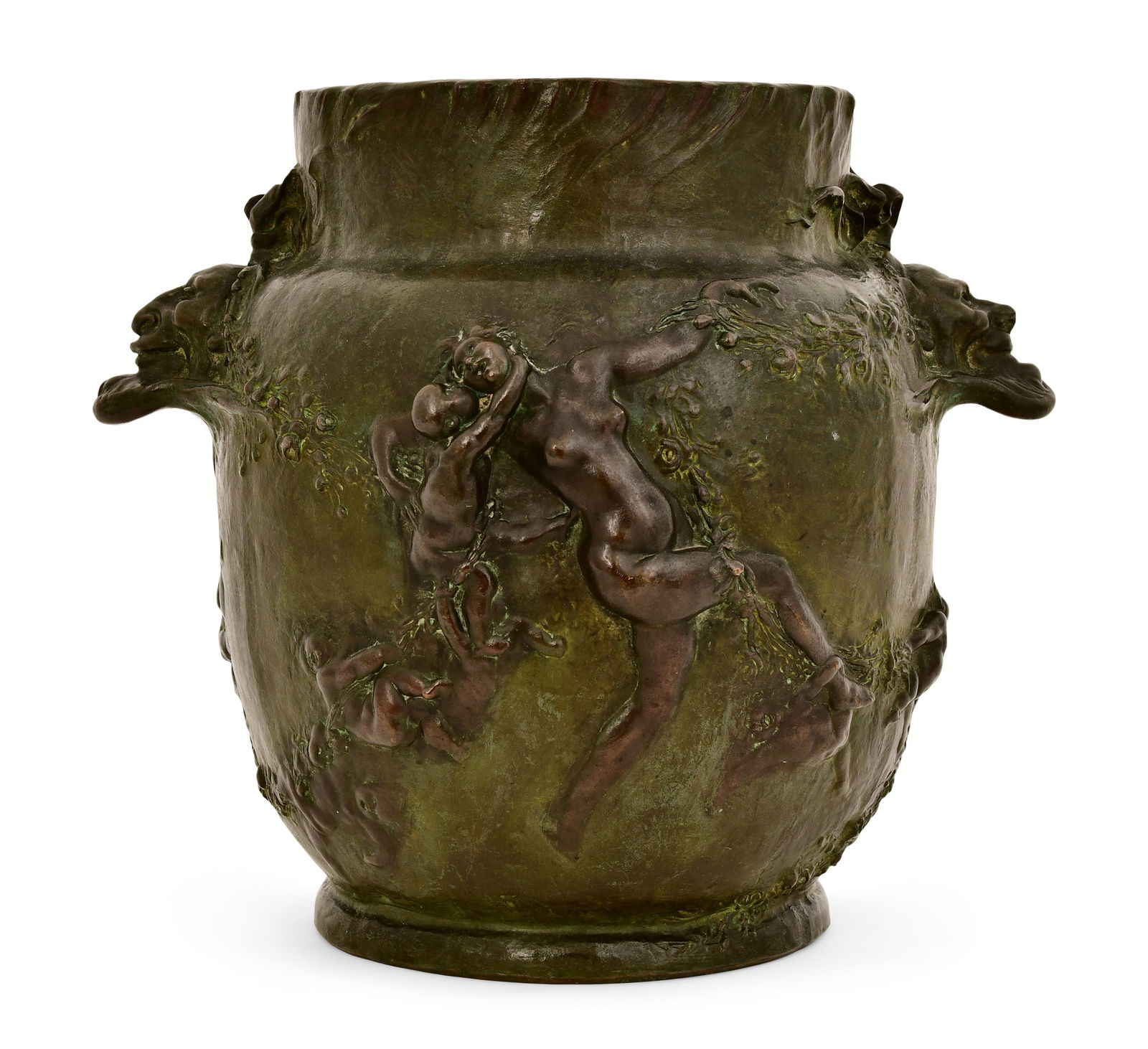 Joseph Gustave Cheret (French, 1838-1894), Art Nouveau Bronze Vase: Joseph Gustave Cheret(French, 1838-1894)Art Nouveau Vasepatinated bronzesigned "Joseph Cheret"12 1/2 x 14 x 11 1/2 inches