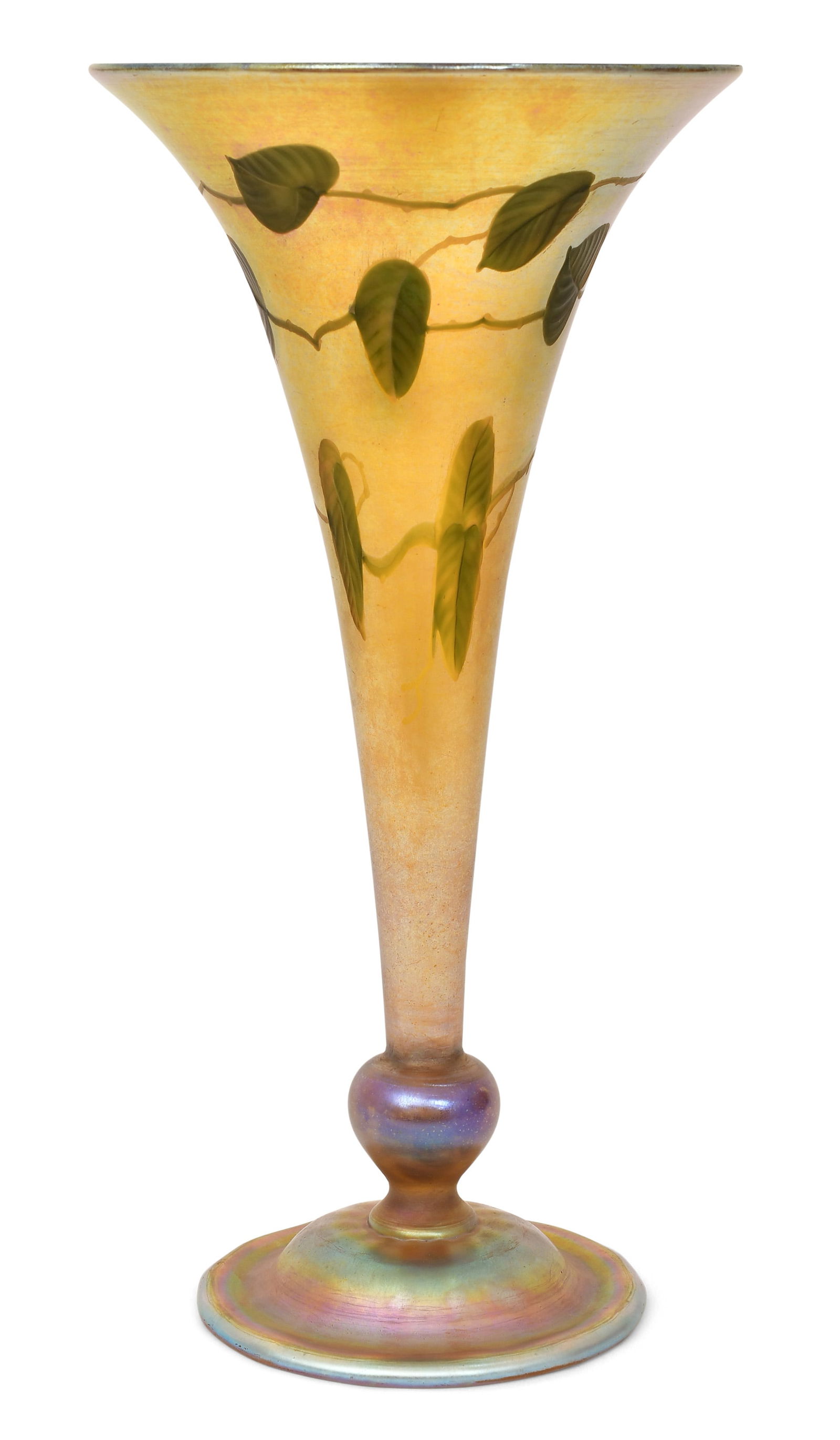 Tiffany Furnaces, A Large Intaglio Carved Favrile Glass "Leaf & Vine" Vase (1 of 6)
