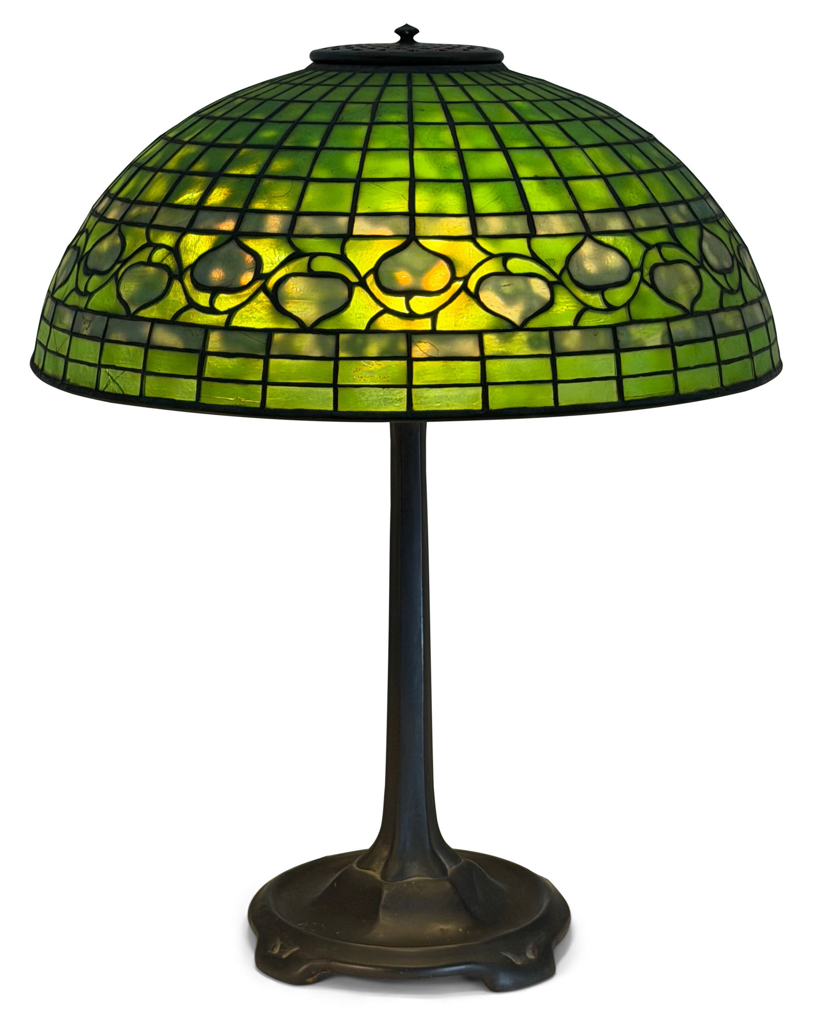 Tiffany Studios "Vine Border" Table Lamp: Tiffany Studios "Vine Border" Table Lamp circa 1910 leaded glass, patinated bronze shade impressed "Tiffany Studios, New York, 1488" base impressed "Tiffany Studios, New York, 533" 22 1/2 in. high,
