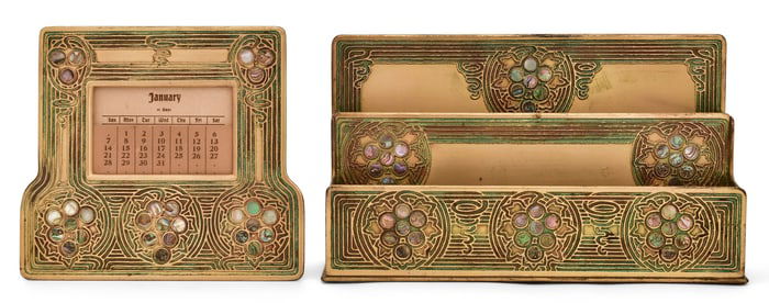 Tiffany Studios "Abalone" Calendar Frame & Letter Rack