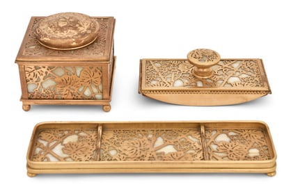 Tiffany Studios Three-Piece "Grapevine" Desk Set