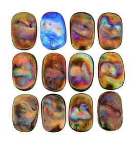 Tiffany Studios, Lot of 12 "Turtle-Back" Favrile Glass Tiles