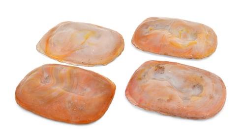 Tiffany Studios, Four "Turtle-Back" Favrile Glass Tiles