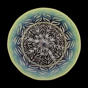 Tiffany Studios "Feathered" Pastel Favrile Glass Plate