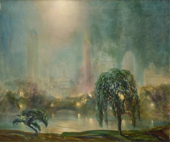 Johann Berthelsen (American, 1883-1972), Central Park Facing Fifth Avenue