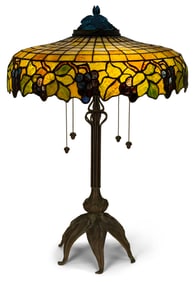 John Morgan & Sons "Grape" Table Lamp Shade on a Bauer & Coble Base