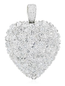 14K White Gold & Diamond Heart Pendant