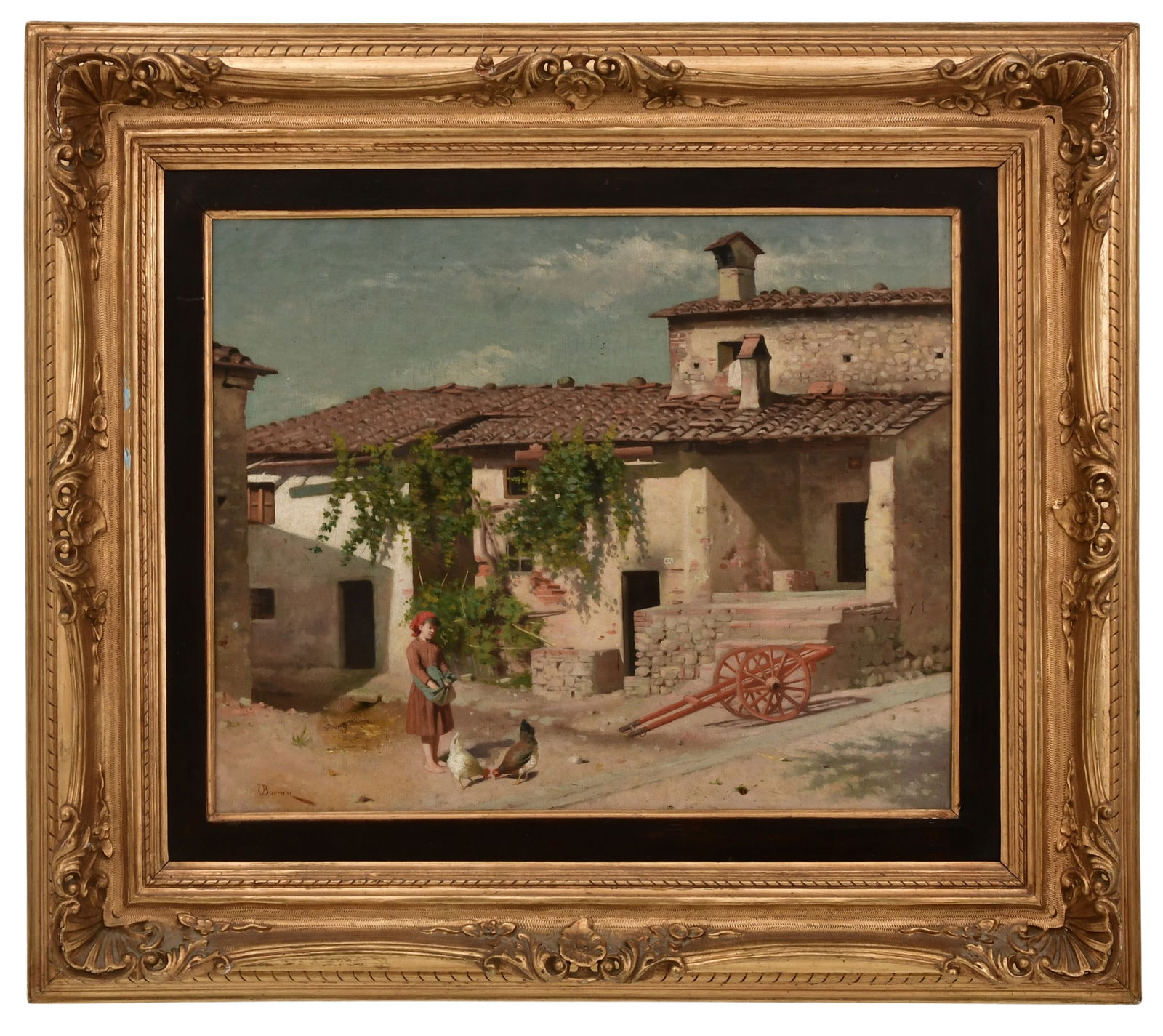 Odoardo Borrani (Italian, 1833-1905), "Feeding the Chickens" (1 of 5)