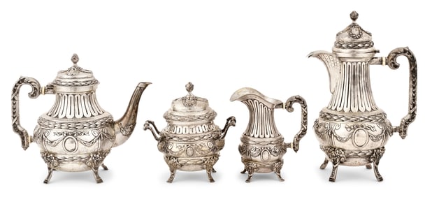 German Silver Four-Piece Tea Service