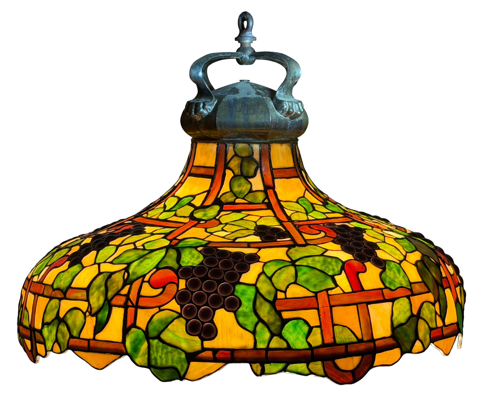 John Morgan & Sons "Grape" Chandelier: John Morgan & Sons"Grape" Chandelierearly 20th centuryleaded glass, patinated bronze20 1/2 x 27 inchesProvenance: Important Private Collection