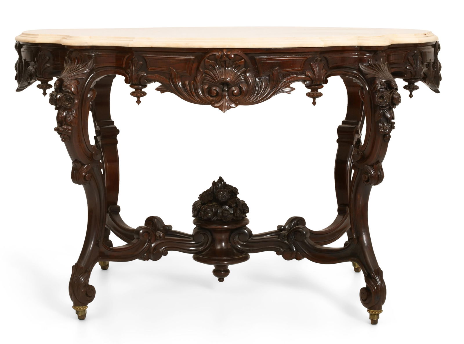 American Rococo Revival Rosewood Center Table with Marble Top (1 of 7)