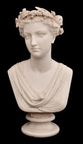 Giovanni Battista Lombardi (Italian, 1823-1880), Marble Bust of Flora