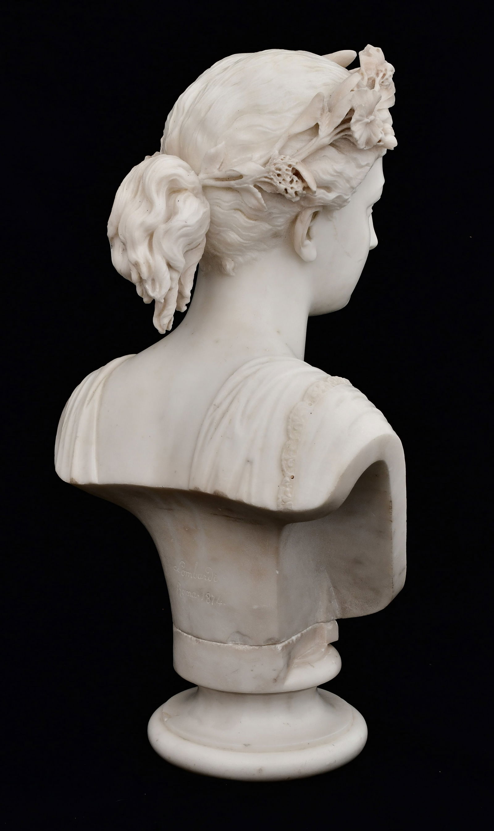 Giovanni Battista Lombardi (Italian, 1823-1880), Marble Bust of Flora - 4