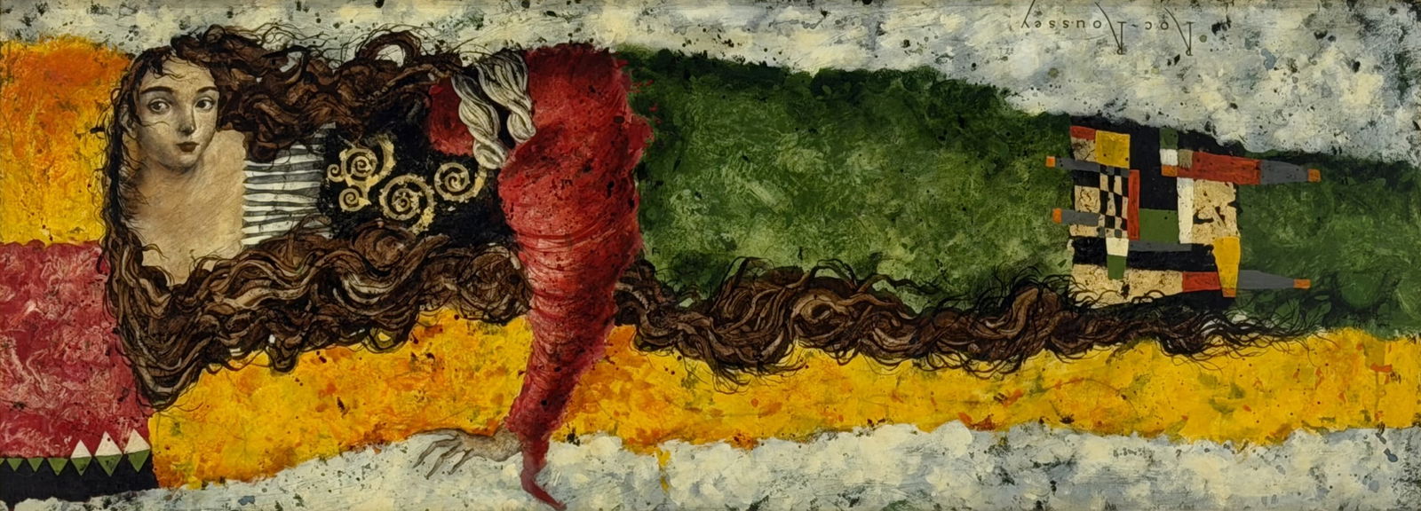 Jean-Pierre Roc-Roussey (French, b. 1951), "Le Repos": Jean-Pierre Roc-Roussey (French, b. 1951) "Le Repos" oil on canvas signed "Roc-Roussey" and titled on verso 27 x 74 inches (sight) 40 x 87 inches (frame) Provenance: Private Collection, New Jersey