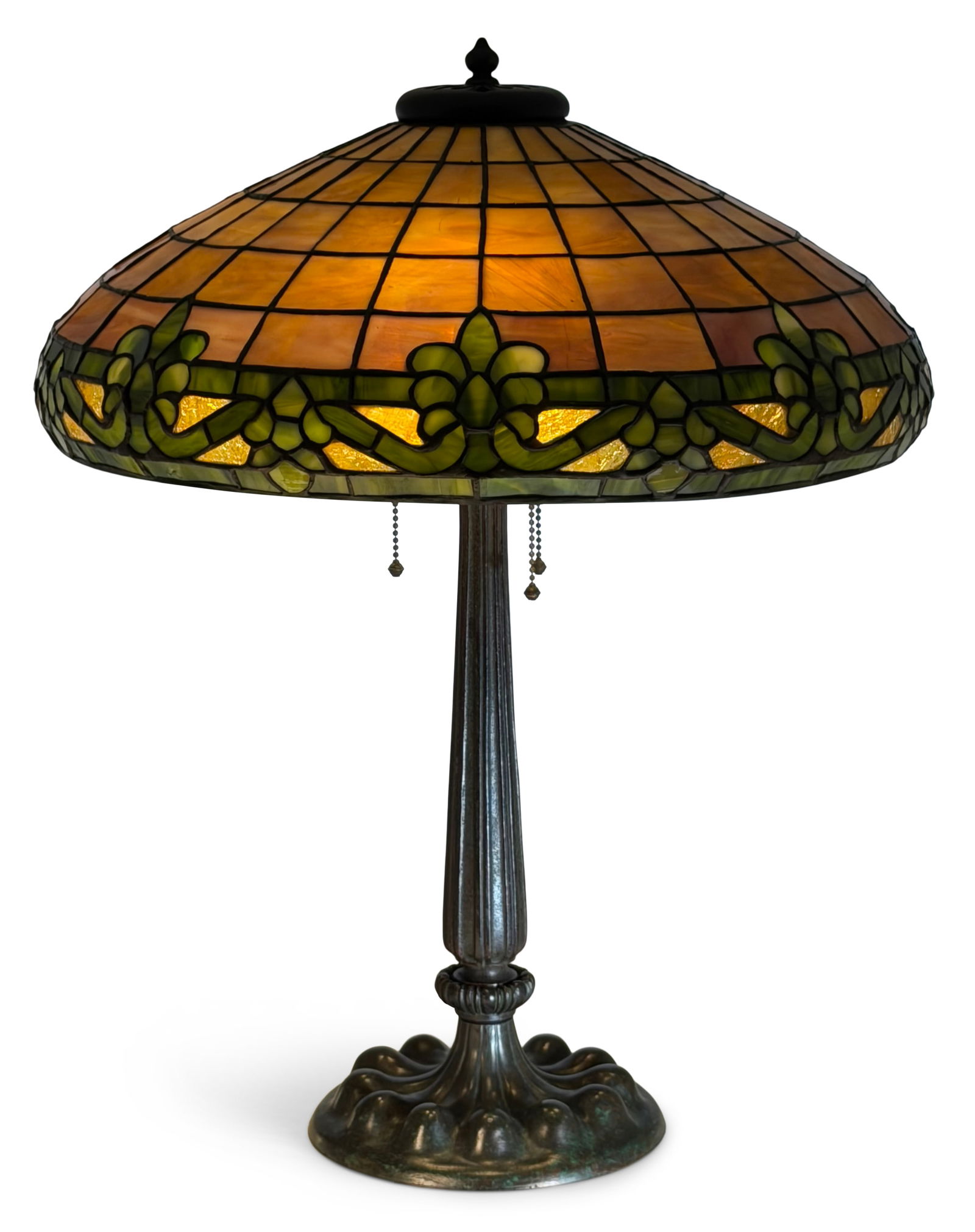 Duffner & Kimberly "Fleur-De-Lis" Table Lamp: Duffner & Kimberly (New York, est. 1905) "Fleur-De-Lis" Table Lamp circa 1915 leaded glass, patinated bronze 24 x 19 inches Provenance: Property from a Massachusetts Collector