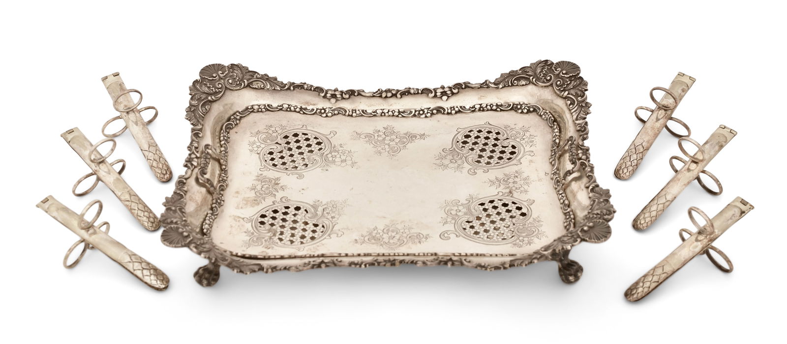 Tiffany & Co. Sterling Silver Asparagus Tray & Six Servers (1 of 7)