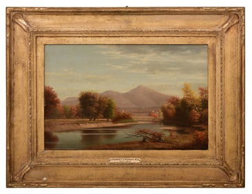 Jasper Francis Cropsey (American, 1823-1900), Landscape with River & Mountain