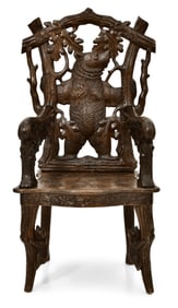 Black Forest Carved Wood Bear Chair