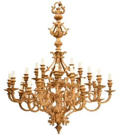 A Monumental Gilt Bronze 25-Light Chandelier