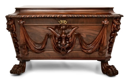 American Carved Mahogany Cellarette