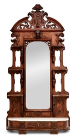 American Renaissance Revival Walnut Etagere with Marble Top