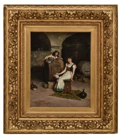 Italian Interior Scene, Oil on Canvas, 19th Century