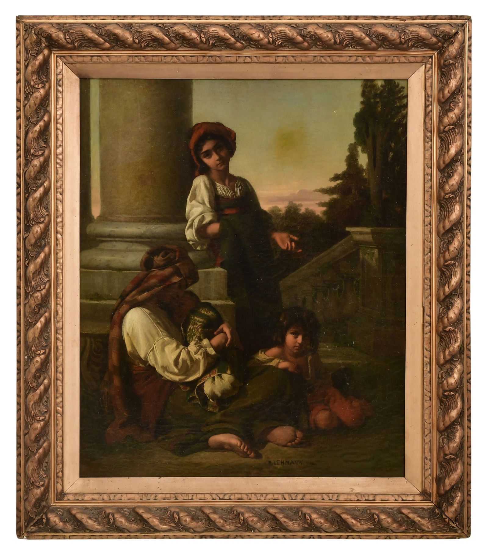 Rudolf Wilhelm Auguste Lehmann (German, 1819-1905), "The Eyes of Innocence": Rudolf Wilhelm Auguste Lehmann (German, 1819-1905) "The Eyes of Innocence" oil on canvas signed and dated "R. Lehmann, 1852" (lower right) 30 1/4 x 24 3/4 inches (sight) 40 x 34 1/2 inches (frame)