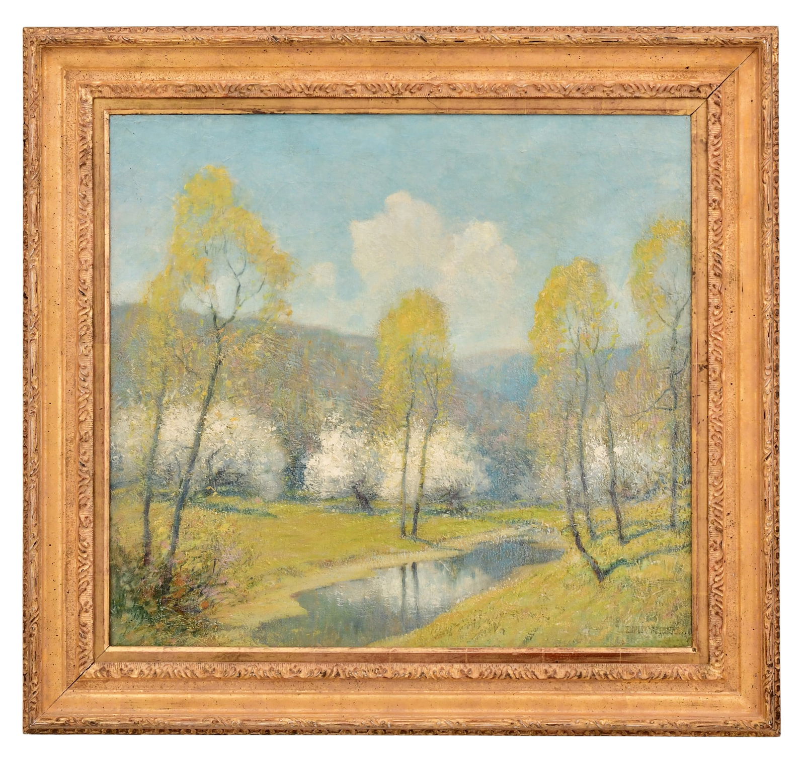 Ernest Albert (American, 1857-1946), "Meadow Orchard": Ernest Albert (American, 1857-1946) "Meadow Orchard" oil on canvas signed "Ernest Albert" (lower right) 22 1/2 x 24 1/2 inches (sight) 30 x 32 inches (frame) Provenance: Private Collection, Rhode
